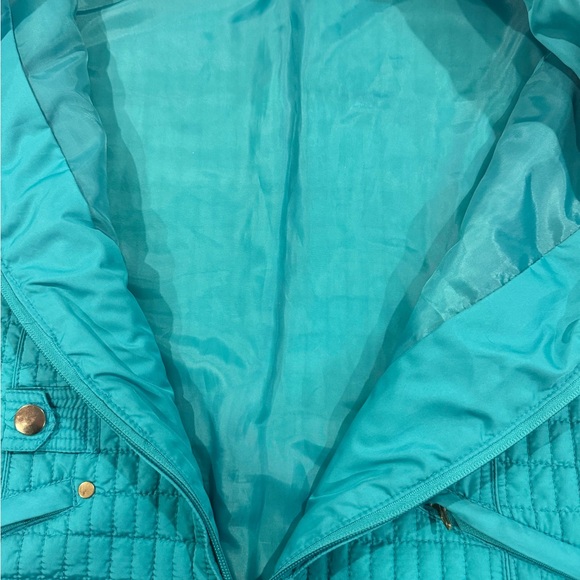 Women’s Peck & Peck quilted vest turquoise / teal L full zipper pockets - Picture 8 of 10